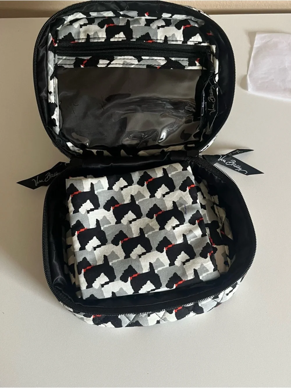 Vera Bradley black & white Scottie Dog makeup or jewelry bag, never used - Picture 7 of 8